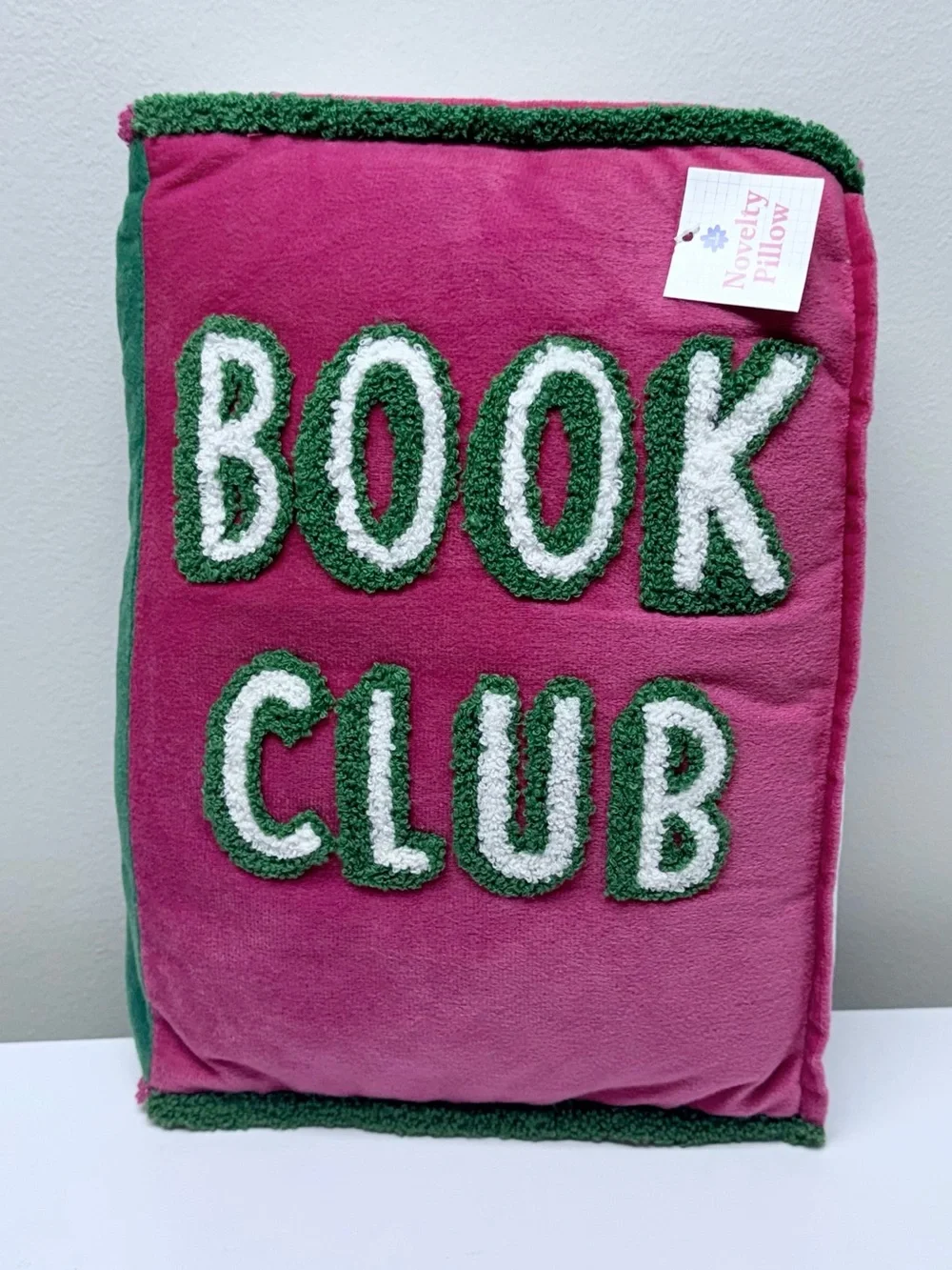 New! Pink 'Book Club' Plush Book Accent Pillow by Target Bullseye Playground